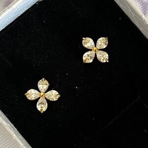 18k Gold Plated Stainless Steel Bloom Floral Stud Earrings